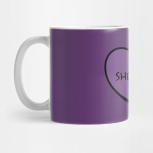 Pronoun She/Her Conversation Heart in Purple Mug